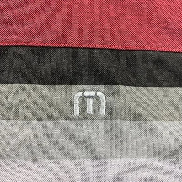Travis Mathew Golf Shirt Men Extra Large XL Red Gray Stang & Company Poly Cotton - Picture 5 of 9